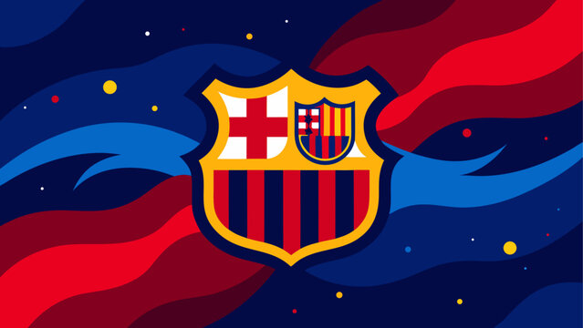 Barcelona football club crest on colorful abstract background