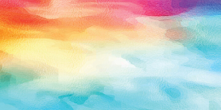 Vibrant watercolor abstract background with soft fluid textures and a beautiful rainbow gradient. Creative colorful liquid splash effect for artistic posters, summer branding, and modern web headers.