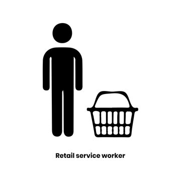 Retail service worker uniform vector illustration black shirt apron cap isolated on transparent background, Vector