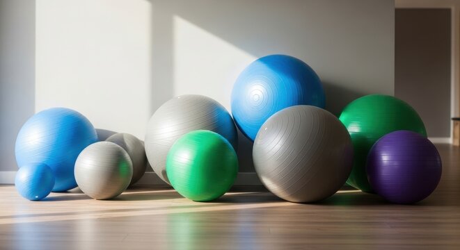 Various Stability Balls for Exercise and Fitness in a Gym Setting