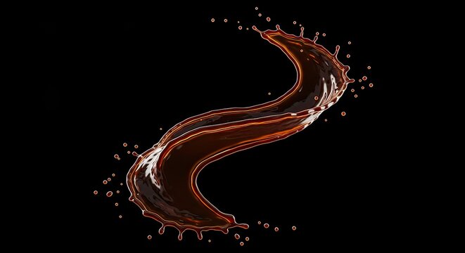 &Eacute;claboussure de chocolat dynamique sur fond noir, &eacute;l&eacute;ment de design isol&eacute;
