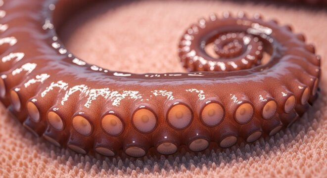 Gros plan d'un tentacule de pieuvre montrant les d&eacute;tails et la texture de la ventouse