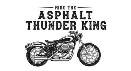 Vintage Motorcycle Ride the Asphalt Thunder King. © Box