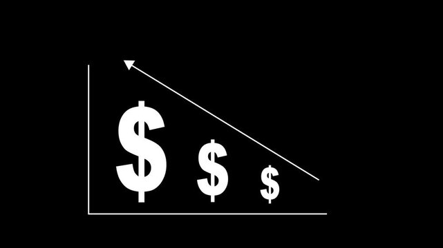 ost increase concept Animation with dollar sign. Showing Corporate Efficiency in Saving Expenses and Optimizing Company Resources. growth wording on increase money