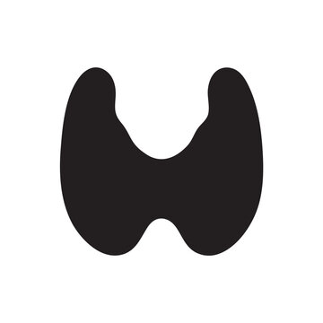 Black silhouette of thyroid gland icon vector.