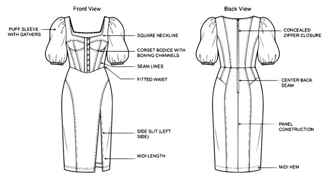 Women&rsquo;s Sporty Two Piece Set Technical Flat Sketch Vector Illustration with Sleeveless Collared Crop Top and Boy Shorts
