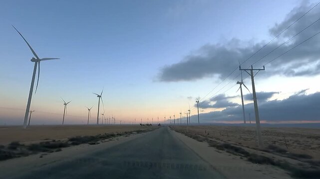 Wind turbines in a Jordan desert