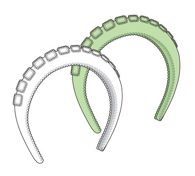 Women&rsquo;s hair bands vector illustration technical flat drawing by adobe illustrator.