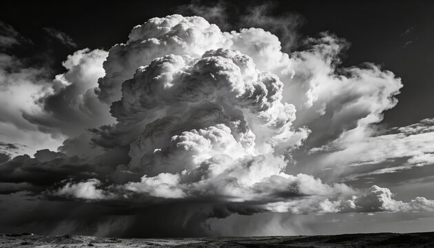 Rising cumulonimbus cloud exhibiting cauliflower turrets, anvil outflow and rain shaft over plateau