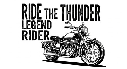 Obraz premium Vintage Motorcycle with Ride the Thunder Legend Rider Text.