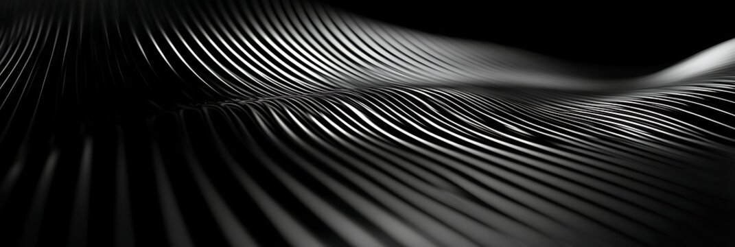 Abstract black and white wave pattern dynamic lines and curves in modern digital art