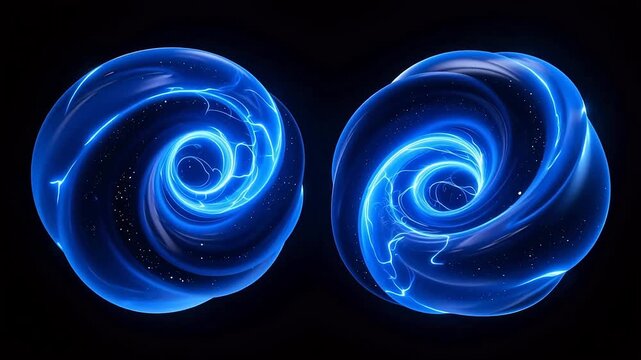 Two symmetrical blue spiral patterns
