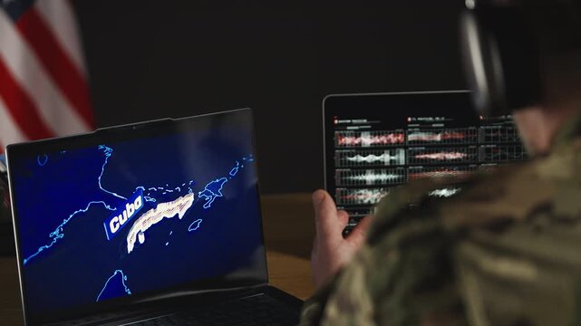 U.S. army officer collecting intelligence about Cuba, planning military mission