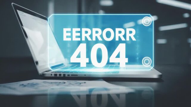 Error 404 on a laptop.