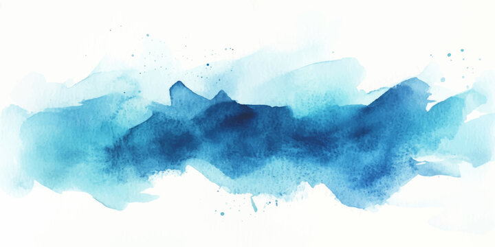 An abstract blue watercolor background features a splash of paint on paper texture resembling a summer sky and ocean waves in a nature inspired art illustration design