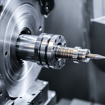 Precision cnc milling machine spindle detail with cutting tool industrial manufacturing technology