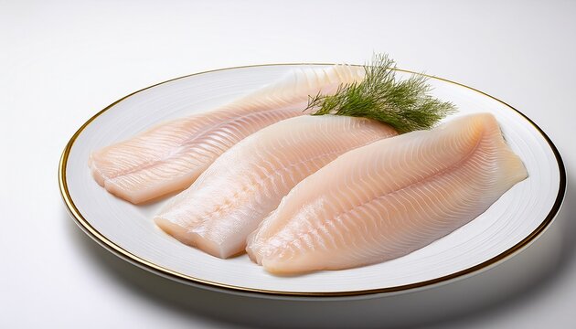 boneless swai fillets arranged elegantly on a pristine white plate showcasing their delicate texture and fresh appearance