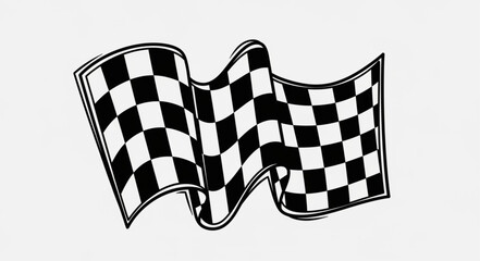 Fototapeta premium Waving Black and White Checkered Flag Illustration.