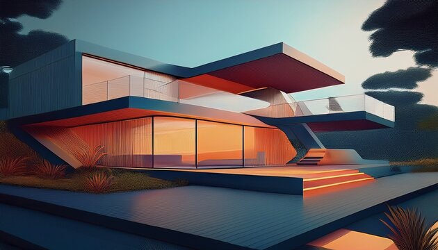 modern house abstract rendering