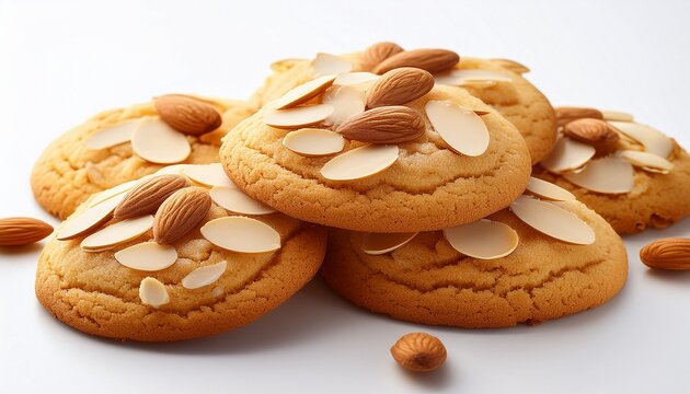 tuscan almond biscuits on a white surface crisp golden texture with visible almond slices classic and elegant italian treat