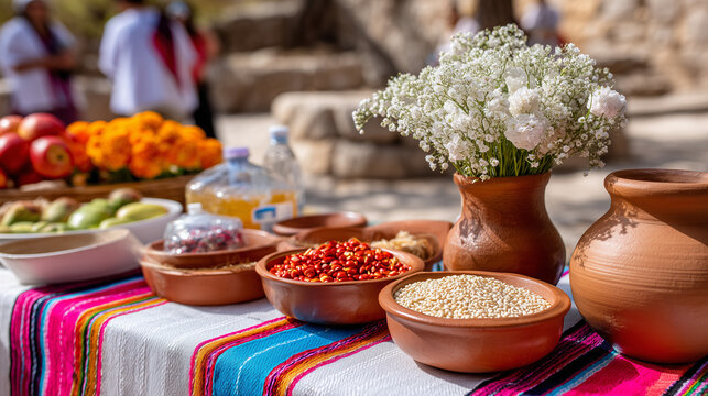 Pachamama Raymi festival celebrates with vibrant offerings on traditional table