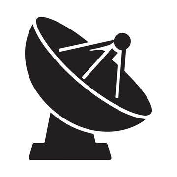 Satellite Dish Icon - Communication Antenna Broadcasting Signal Symbol

