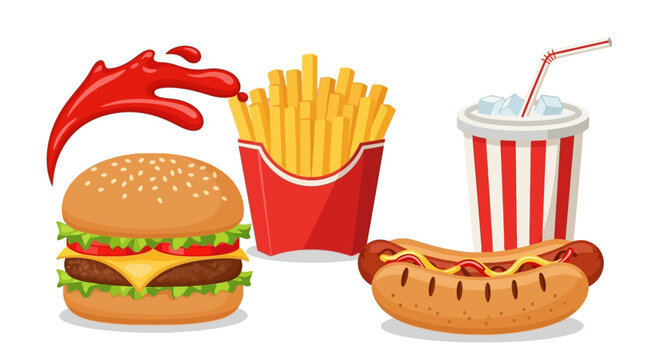 Fast Food Meal with Burger Fries.
