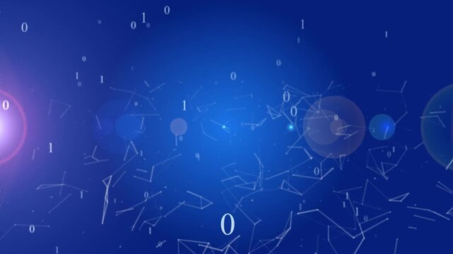 Abstract blue binary codes rain data network connection plexus background motion graphic loop futuristic technology digital cyberspace science information system artificial intelligence computer loops