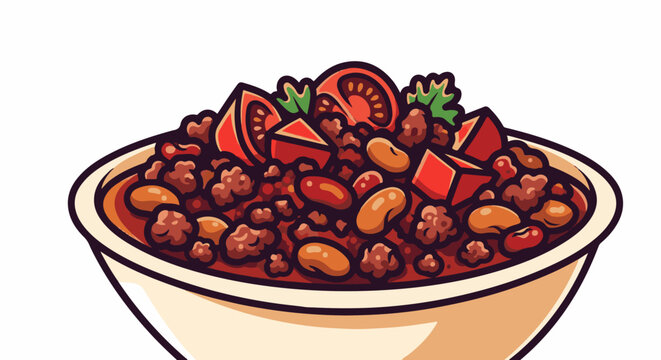Hearty bowl of chili with beans, tomatoes, and ground meat