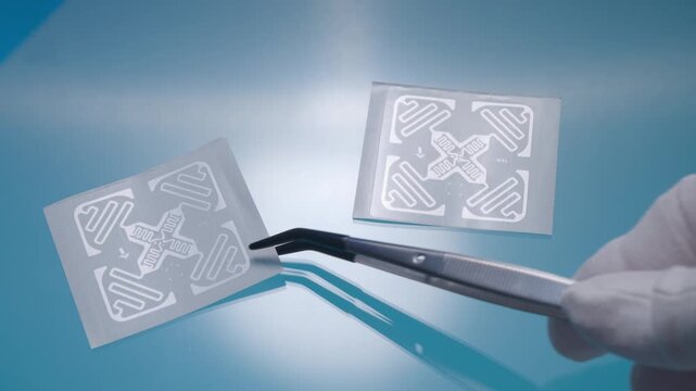 Close-up of rfid tags used as a remote data storage and retrieval system using radio signals