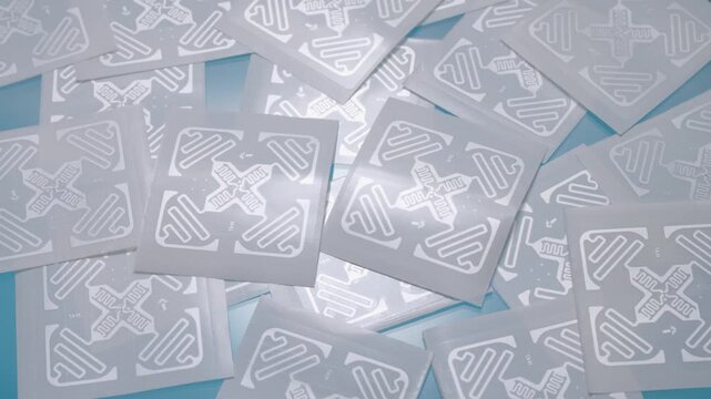 Close-up of rfid tags used as a remote data storage and retrieval system using radio signals