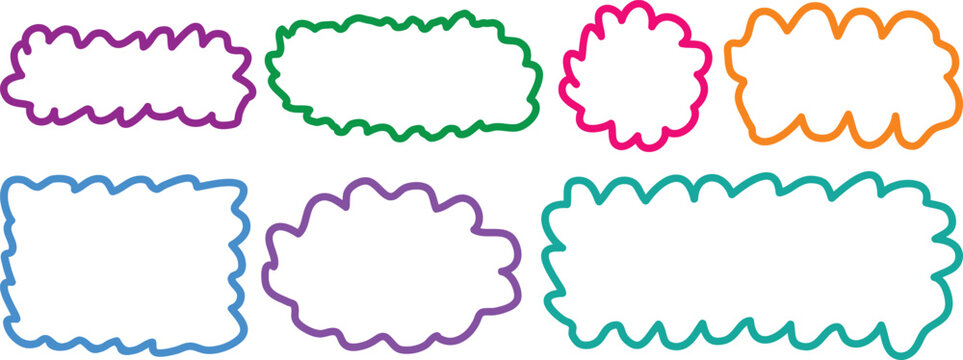 Colorful speech bubbles in various shapes and sizes for communication and conversation  colorful outlines on white background