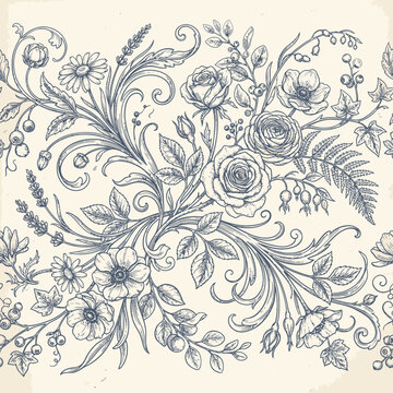 beautiful floral design with flowers and leaves.