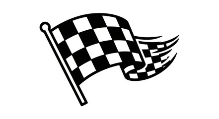 Waving checkered flag symbolizing finish line and victory. © Box