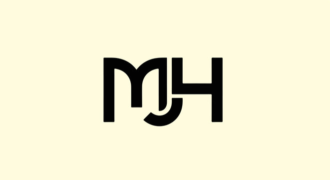Bold, black, modern, minimalist monogram "MH" on a soft cream background