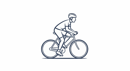 Naklejka premium Stylized line drawing of a person riding a bicycle in profile