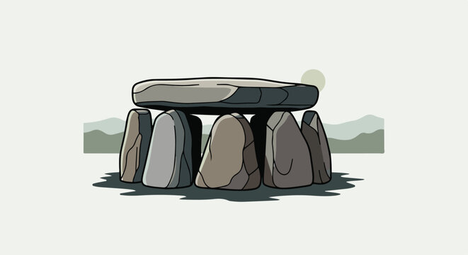 Ancient stone monument with a flat capstone supported by upright stones