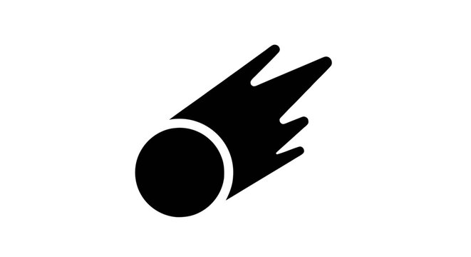 Vector illustration of vector icon of a falling meteor or comet with a trail on a transparent background