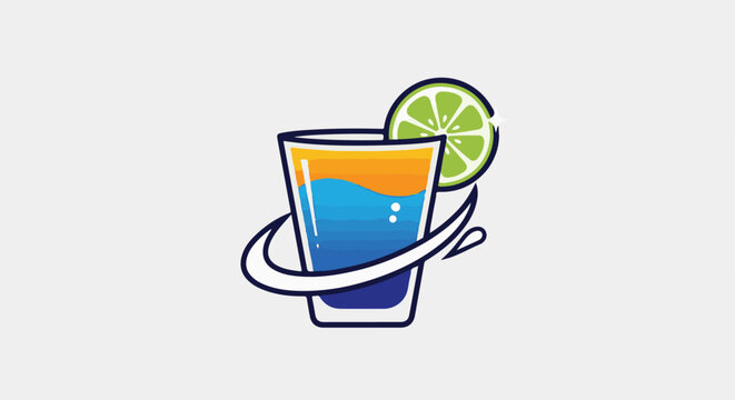 A vibrant layered shot with a lime garnish, artfully swirled