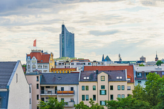  City of Leipzig - Germany. A panorama at sunset.