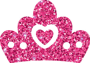 A sparkling pink glitter princess tiara with heart centerpiece in a glamorous royal flat design style © Svutlana