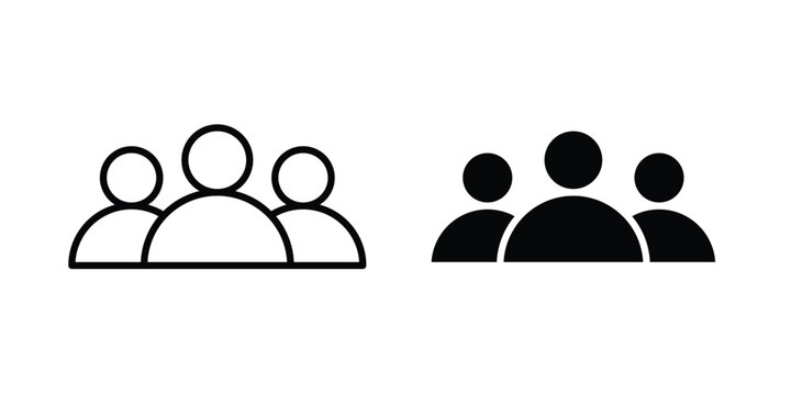 Team icon design. Black outline pictogram