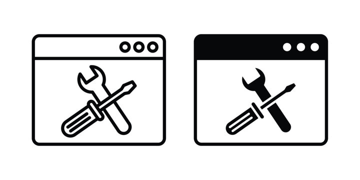 Technical icon design. Black outline pictogram