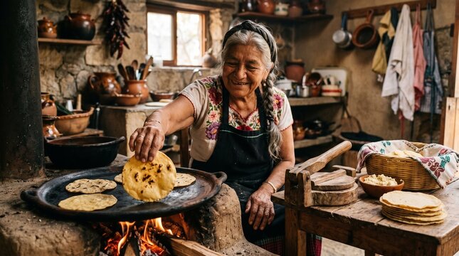 Traditional Mexican Tortilla Making Clay Comal Home Kitchen Stove