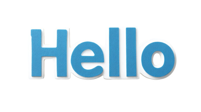 The word "Hello" in bold contemporary typography with clean spacing