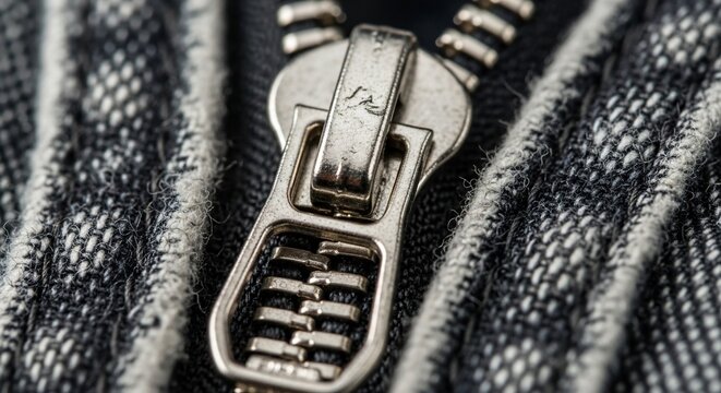 Metal zipper close up