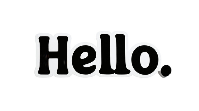 The word "Hello" in bold contemporary typography with clean spacing