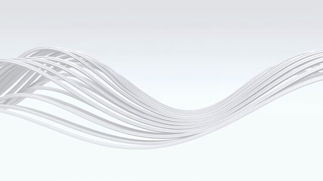 Graceful Silver Wave Lines Against White Background For Corporate And Technological Visuals