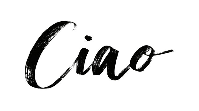 The word "Ciao" in stylish handwritten script typography, isolated on a white background