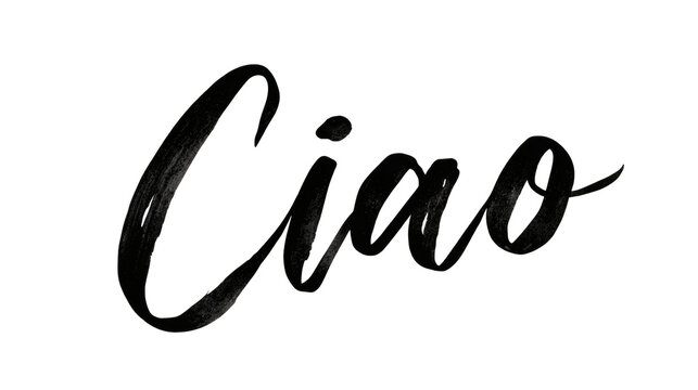 The word "Ciao" in stylish handwritten script typography, isolated on a white background